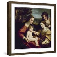 The Mystic Marriage of St. Catherine of Alexandria, 1525-1526-Antonio Da Correggio-Framed Giclee Print