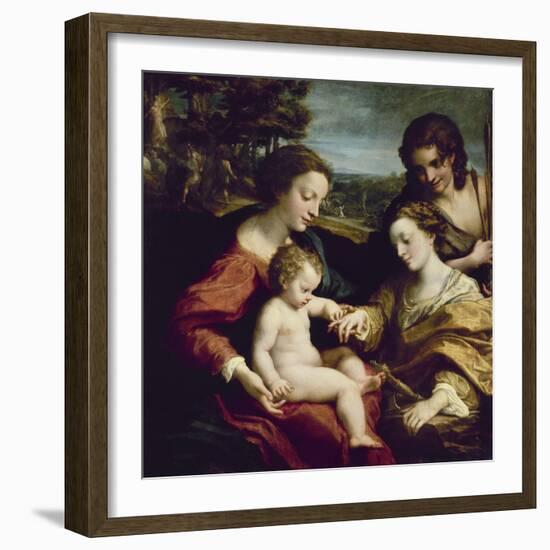 The Mystic Marriage of St. Catherine of Alexandria, 1525-1526-Antonio Da Correggio-Framed Giclee Print