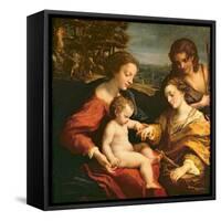 The Mystic Marriage of St. Catherine of Alexandria, c.1526-27-Correggio-Framed Stretched Canvas