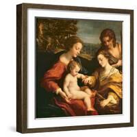 The Mystic Marriage of St. Catherine of Alexandria, c.1526-27-Correggio-Framed Giclee Print