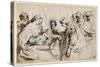 The Mystic Marriage of St. Catherine (Pen and Ink with Wash over Chalk on Paper)-Sir Anthony Van Dyck-Stretched Canvas