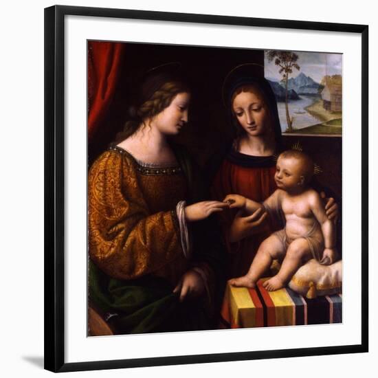 The Mystical Marriage of Saint Catherine, C. 1520-Bernardino Luini-Framed Giclee Print