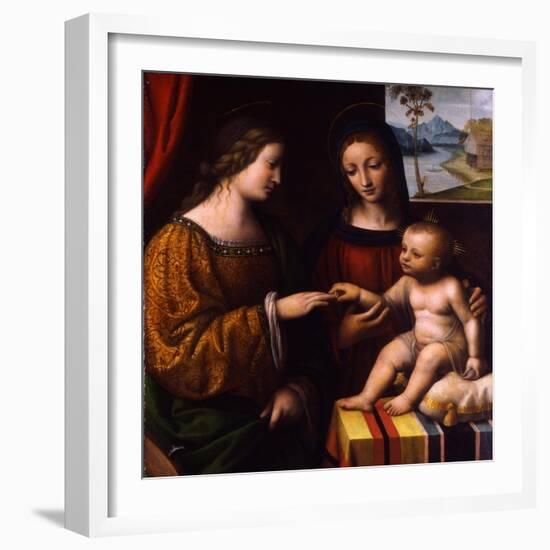 The Mystical Marriage of Saint Catherine, C. 1520-Bernardino Luini-Framed Giclee Print