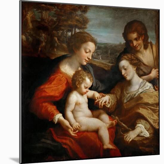 The Mystical Marriage of Saint Catherine-Correggio-Mounted Giclee Print