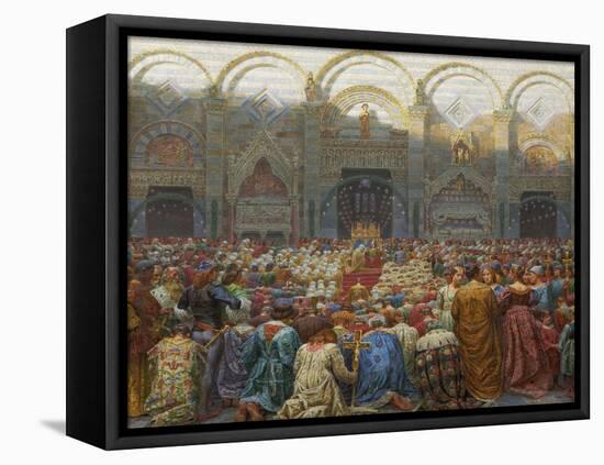 The Mystical Wedding Between the Bishop and the Abbess of Pistoia-Kristian Zahrtmann-Framed Stretched Canvas
