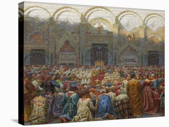 The Mystical Wedding Between the Bishop and the Abbess of Pistoia-Kristian Zahrtmann-Stretched Canvas