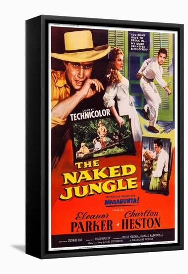 The Naked Jungle, Left and Right: Charlton Heston; Center: Eleanor Parker, 1954-null-Framed Stretched Canvas