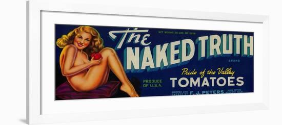 The Naked Truth Tomato Label - Modesto, CA-Lantern Press-Framed Premium Giclee Print