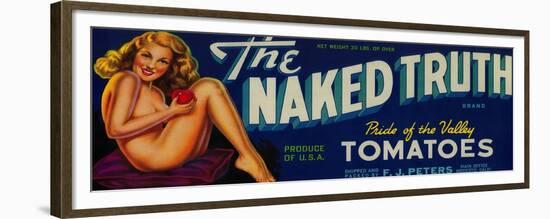 The Naked Truth Tomato Label - Modesto, CA-Lantern Press-Framed Premium Giclee Print