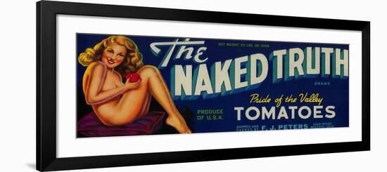 The Naked Truth Tomato Label - Modesto, CA-Lantern Press-Framed Premium Giclee Print