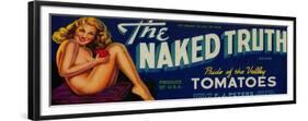 The Naked Truth Tomato Label - Modesto, CA-Lantern Press-Framed Premium Giclee Print