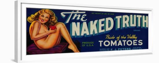 The Naked Truth Tomato Label - Modesto, CA-Lantern Press-Framed Premium Giclee Print