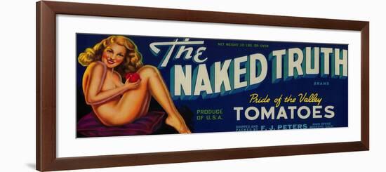 The Naked Truth Tomato Label - Modesto, CA-Lantern Press-Framed Art Print