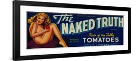 The Naked Truth Tomato Label - Modesto, CA-Lantern Press-Framed Art Print