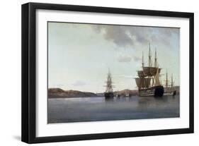 The Napoleon and other Men of War in Cherbourg Harbour, 1863-Anton Melbye-Framed Giclee Print