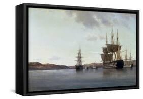 The Napoleon and other Men of War in Cherbourg Harbour, 1863-Anton Melbye-Framed Stretched Canvas