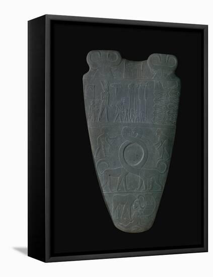 The Narmer Palette (Front), a Late Pre-Dynastic Schist Ceremonial Palette-null-Framed Stretched Canvas