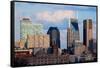 The Nashville skyline as Viewed from the west side and 5 stories above ground-null-Framed Stretched Canvas