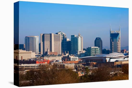 The Nashville skyline as Viewed from the west side and 5 stories above ground-null-Stretched Canvas