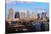 The Nashville skyline as Viewed from the west side and 5 stories above ground-null-Stretched Canvas