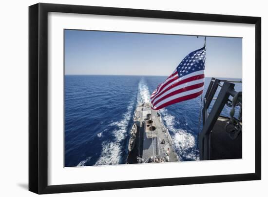 The National Ensign Flies from the Mast Aboard USS Stockdale-null-Framed Photographic Print