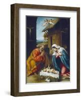 The Nativity, 1523-Lorenzo Lotto-Framed Giclee Print