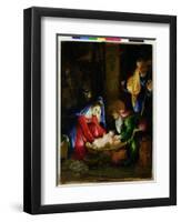 The Nativity, 1527-Lorenzo Lotto-Framed Giclee Print