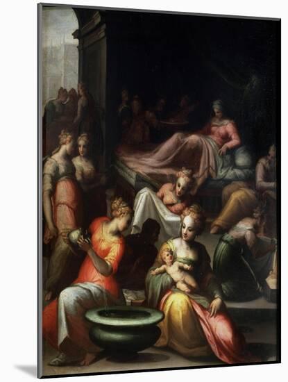 The Nativity of John the Baptist, 16th Century-Giovanni Battista Naldini-Mounted Giclee Print