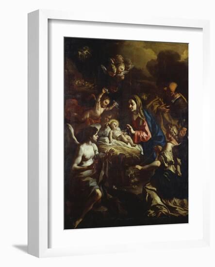 The Nativity with Adoring Angels and the Annunciation to the Shepherds Beyond-Francesco Solimena-Framed Giclee Print