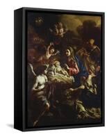 The Nativity with Adoring Angels and the Annunciation to the Shepherds Beyond-Francesco Solimena-Framed Stretched Canvas