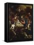 The Nativity with Adoring Angels and the Annunciation to the Shepherds Beyond-Francesco Solimena-Framed Stretched Canvas