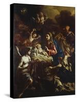 The Nativity with Adoring Angels and the Annunciation to the Shepherds Beyond-Francesco Solimena-Stretched Canvas