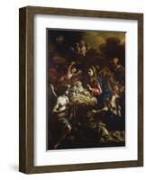 The Nativity with Adoring Angels and the Annunciation to the Shepherds Beyond-Francesco Solimena-Framed Giclee Print