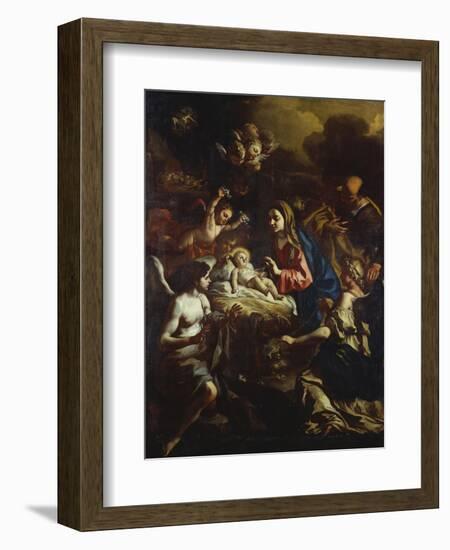 The Nativity with Adoring Angels and the Annunciation to the Shepherds Beyond-Francesco Solimena-Framed Giclee Print