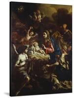 The Nativity with Adoring Angels and the Annunciation to the Shepherds Beyond-Francesco Solimena-Stretched Canvas