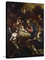 The Nativity with Adoring Angels and the Annunciation to the Shepherds Beyond-Francesco Solimena-Stretched Canvas