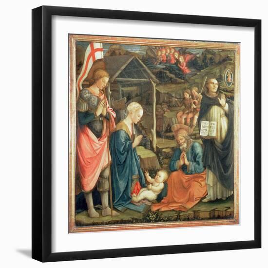 The Nativity with Ss. Michael and Dominic, 1470-Fra Filippo Lippi-Framed Giclee Print