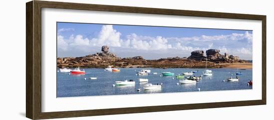 The Natural Monument Le De and Fishing Boats, Tregastel, Cotes D'Armor, Brittany, France, Europe-Markus Lange-Framed Photographic Print