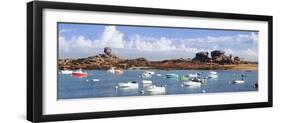 The Natural Monument Le De and Fishing Boats, Tregastel, Cotes D'Armor, Brittany, France, Europe-Markus Lange-Framed Photographic Print