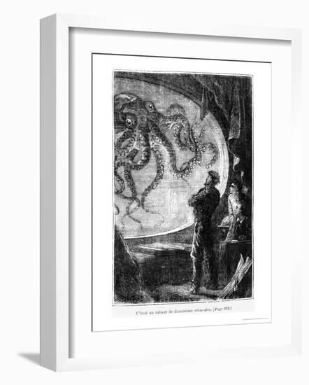 The Nautilus Passengers, Illustration from "20,000 Leagues under the Sea"-Alphonse Marie de Neuville-Framed Giclee Print