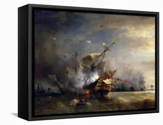 The Naval Battle Near Lizard Point, Cornwall on 21 October 1707-Théodore Gudin-Framed Stretched Canvas