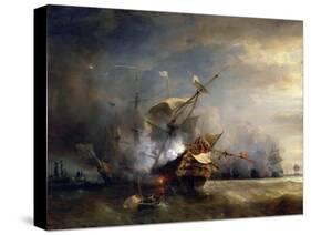 The Naval Battle Near Lizard Point, Cornwall on 21 October 1707-Théodore Gudin-Stretched Canvas