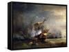 The Naval Battle Near Lizard Point, Cornwall on 21 October 1707-Théodore Gudin-Framed Stretched Canvas