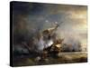 The Naval Battle Near Lizard Point, Cornwall on 21 October 1707-Théodore Gudin-Stretched Canvas