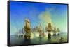 The Naval Battle of Athos-Alexei Petrovich Bogolyubov-Framed Stretched Canvas