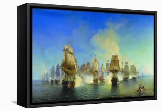 The Naval Battle of Athos-Alexei Petrovich Bogolyubov-Framed Stretched Canvas