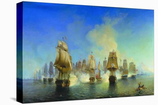 The Naval Battle of Athos-Alexei Petrovich Bogolyubov-Stretched Canvas