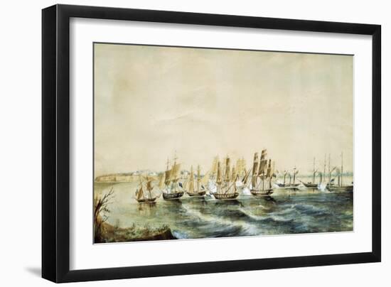 The Naval Battle of Obligado, 1845, During Rosas' Dictatorship, Argentina-null-Framed Giclee Print