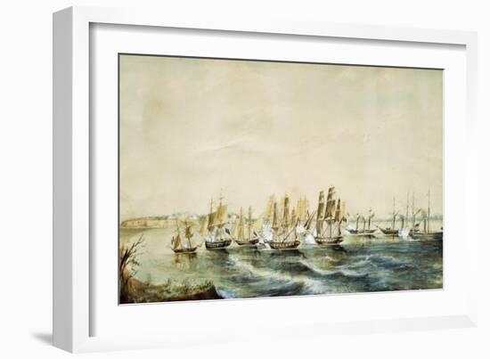 The Naval Battle of Obligado, 1845, During Rosas' Dictatorship, Argentina-null-Framed Giclee Print