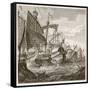 The Naval Battle Off Cape Pelorus (Litho)-English-Framed Stretched Canvas